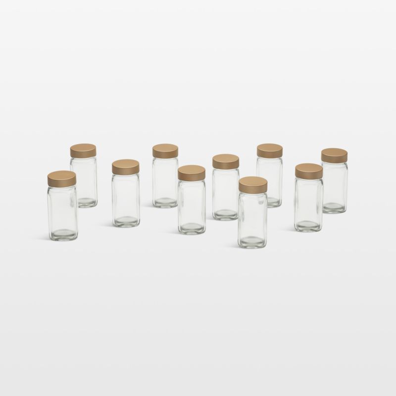 Spice Jars, 8 oz Clear Glass - 9 piece set w/Bamboo secure lids & 9  labels
