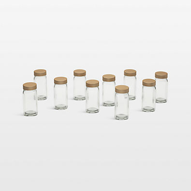 View NeatMethod Glass Spice Jars with Brass Lids, Set of 10 details