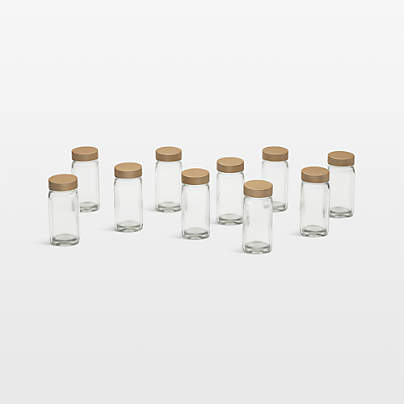 NeatMethod Glass Spice Jars with Brass Lids, Set of 10