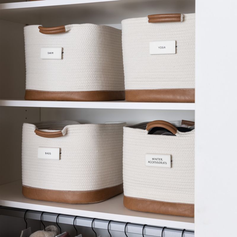 NeatMethod Vegan Bone White Leather Rope Storage Bin - image 2 of 4