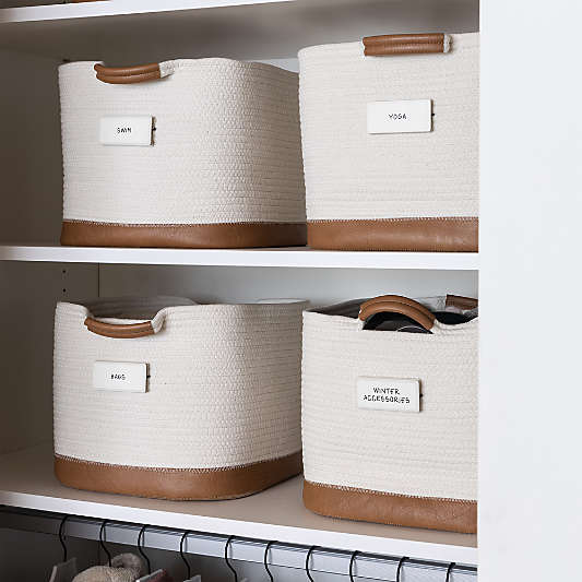 NeatMethod Vegan Bone White Leather Rope Storage Bin