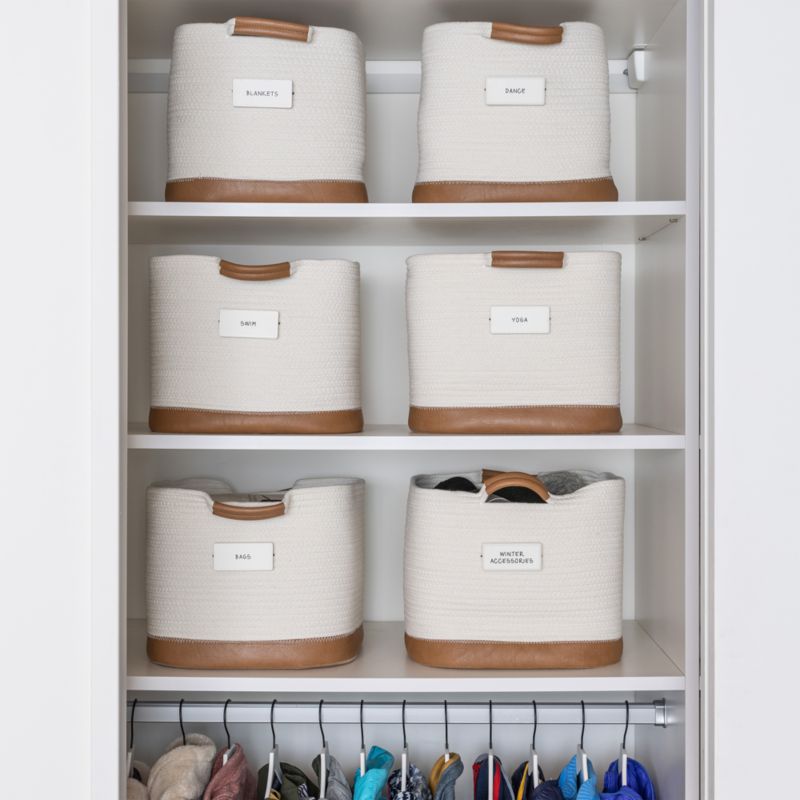 NeatMethod Vegan Bone White Leather Rope Storage Bin - image 1 of 4