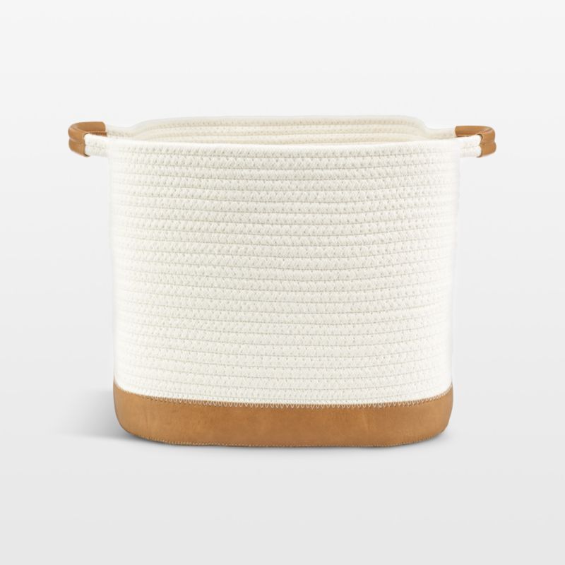 NeatMethod Vegan Bone White Leather Rope Storage Bin - image 0 of 4