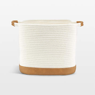 NeatMethod Vegan Bone White Leather Rope Storage Bin