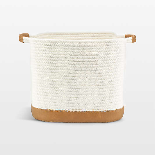 NeatMethod Vegan Bone White Leather Rope Storage Bin