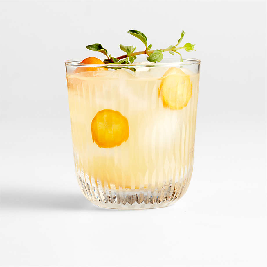 Niels 8-Oz. Cut Glass Etched Double Old-Fashioned Glass + Reviews | Crate & Barrel