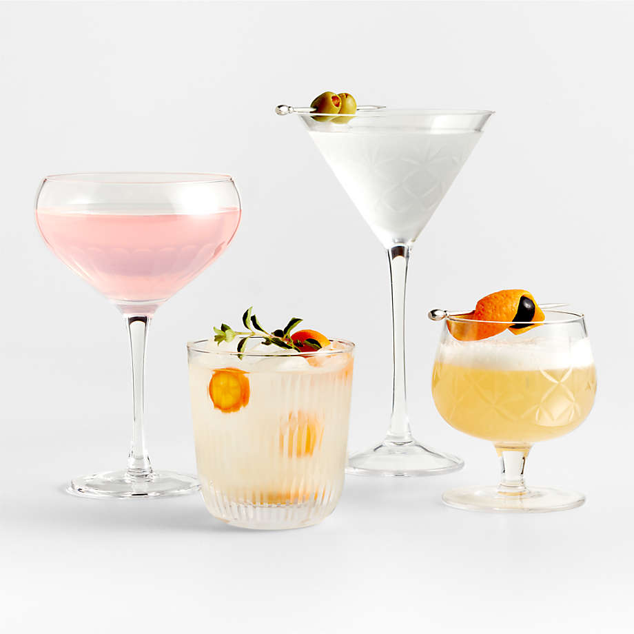 Modern Etched Glass Martini Glasses #2949