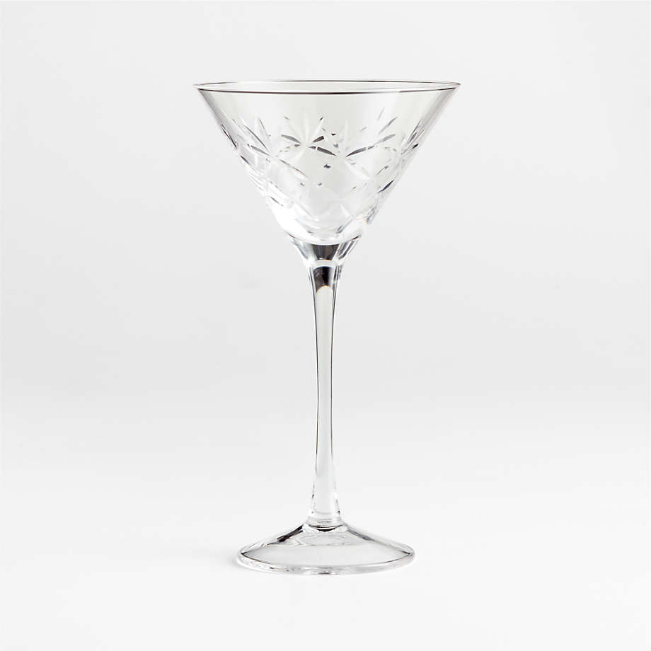 Niels 6-Oz. Cut Glass Etched Martini Glass + Reviews | Crate & Barrel