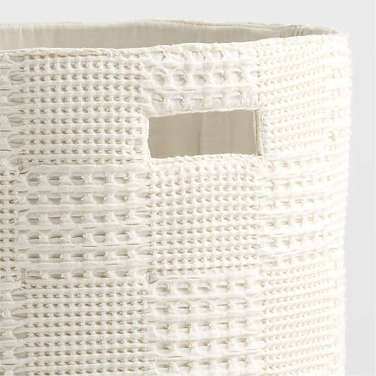 Nella Cream Organic Cotton Waffle Weave Kids Hamper with Handles