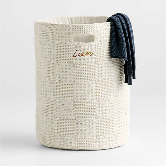 Nella Cream Organic Cotton Waffle Weave Kids Hamper with Handles