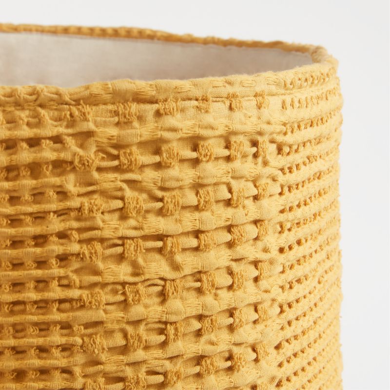 Nella Ochre Yellow Cotton Waffle Weave Large Storage Bin with Handles