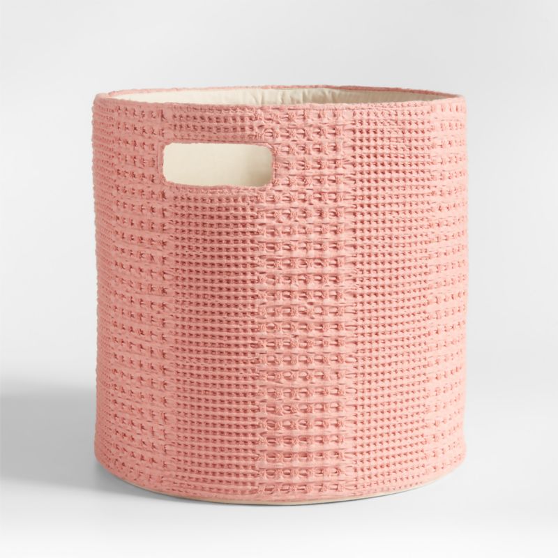 Nella Rose Pink Cotton Waffle Weave Kids Large Storage Bin with