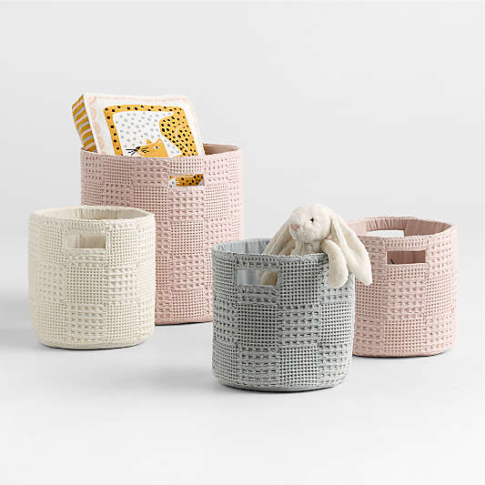Nella Quarry Grey Organic Cotton Shelf Storage Bin with Handles