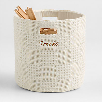 View Nella Cream Organic Cotton Floor Storage Bin with Handles details