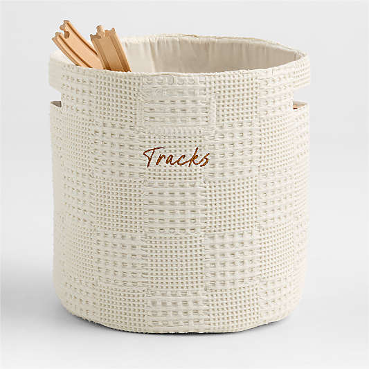 Nella Cream Organic Cotton Floor Storage Bin with Handles