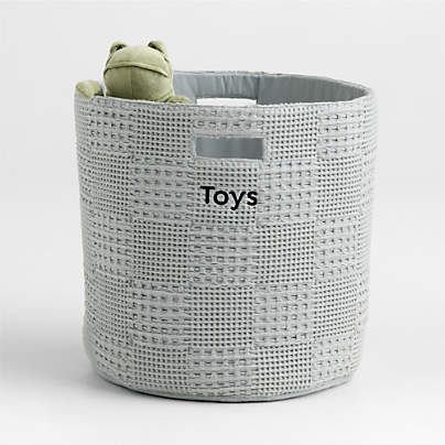 Nella Quarry Grey Organic Cotton Floor Storage Bin with Handles