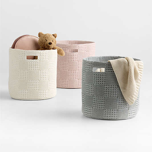 Nella Quarry Grey Organic Cotton Floor Storage Bin with Handles