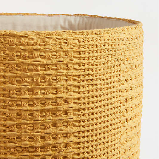 Nella Ocher Yellow Cotton Waffle Weave Kids Hamper with Handles