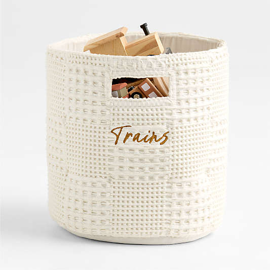 Nella Cream Organic Cotton Shelf Storage Bin with Handles