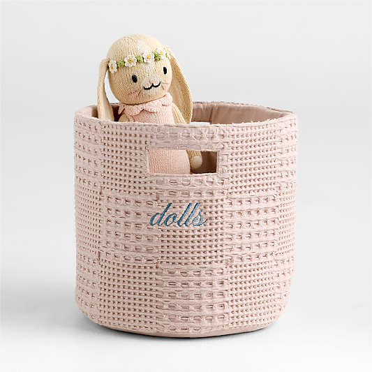 Nella Lilac Rose Organic Cotton Shelf Storage Bin with Handles