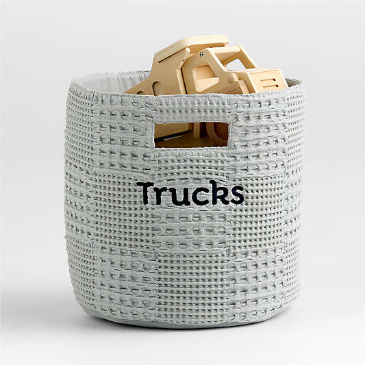 Nella Quarry Grey Organic Cotton Shelf Storage Bin with Handles