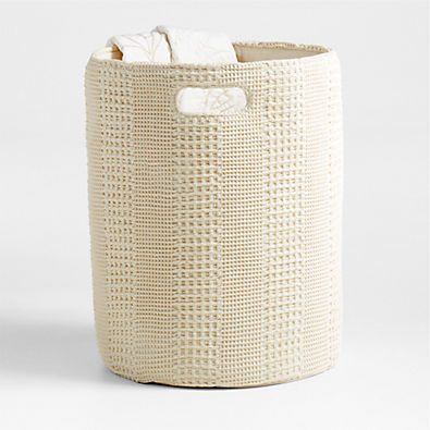 View Nella Cream Cotton Waffle Weave Kids Hamper with Handles details