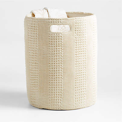 Nella Cream Cotton Waffle Weave Kids Hamper with Handles