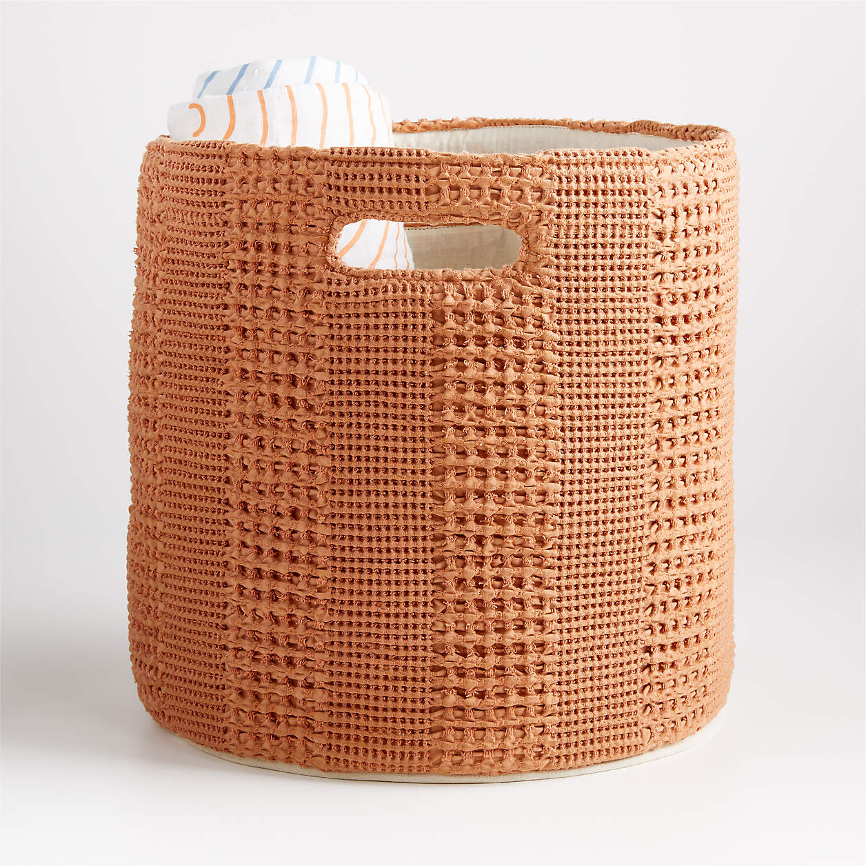 Nella Rust Waffle Weave Large Toy Storage Bin + Reviews Crate & Kids