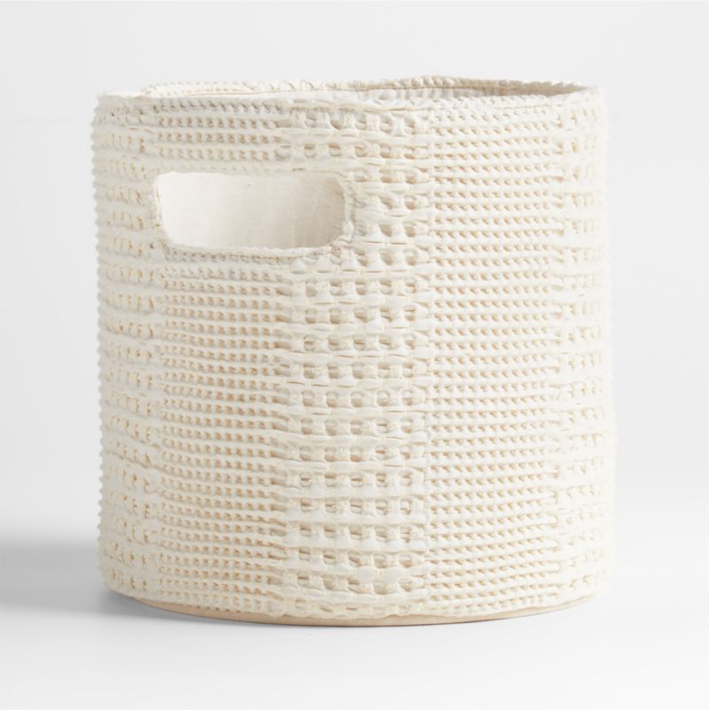 Nella Cotton Waffle Weave Small Shelf Bin with Handles