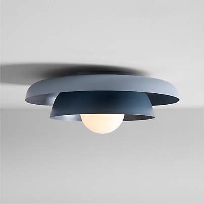 Nello Mist Blue and Slate Blue Metal Saucer 18" Kids Flush Mount Ceiling Light