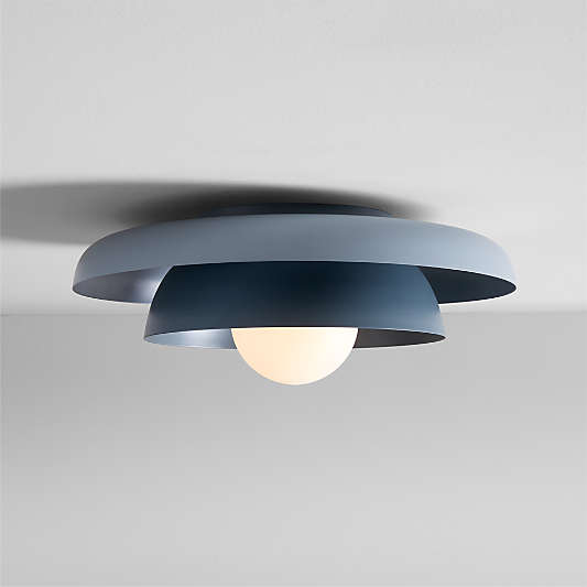 Nello Mist Blue and Slate Blue Metal Saucer 18" Kids Flush Mount Ceiling Light