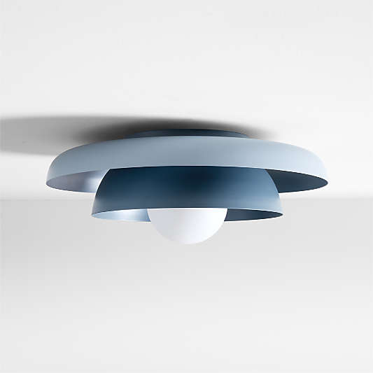 Nello Mist Blue and Slate Blue Metal Saucer 18" Kids Flush Mount Ceiling Light