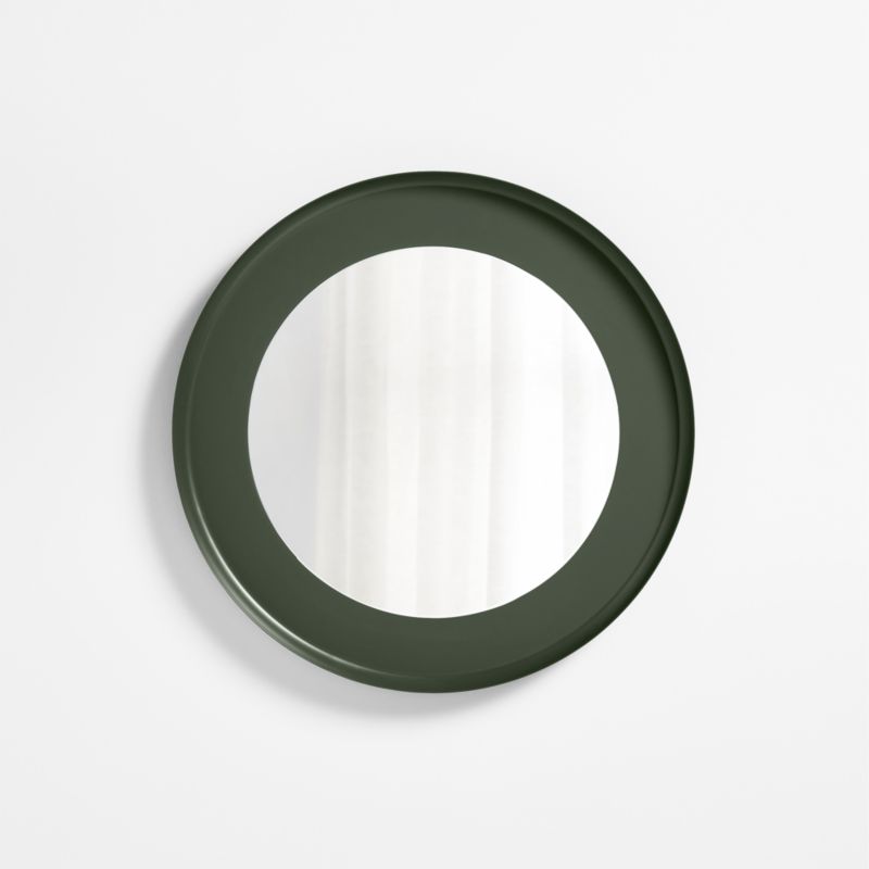 Nello Olive Green Metal 24" Round Wall Mirror - image 0 of 4