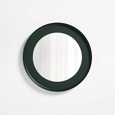 Nello Olive Green Metal 24" Round Wall Mirror