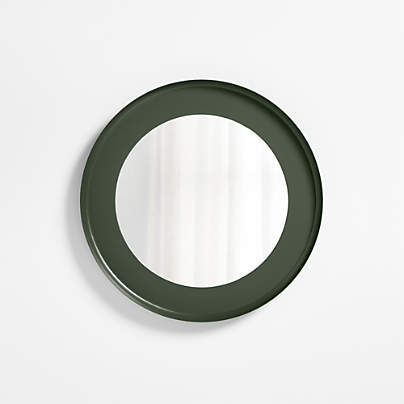 Nello Olive Green Metal 24" Round Wall Mirror