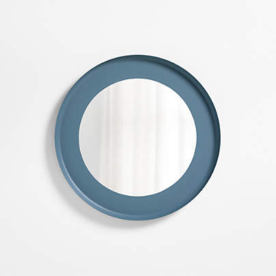 Nello Slate Blue Metal 24" Round Wall Mirror