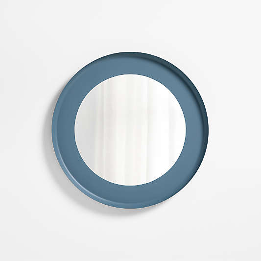 Nello Slate Blue Metal 24" Round Wall Mirror