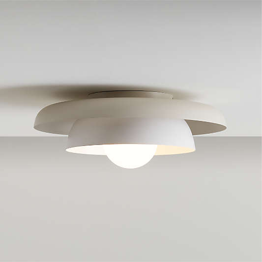 Nello White and Cream Metal Saucer 18" Kids Flush Mount Ceiling Light