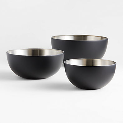 View Nera Matte Black Stainless Mixing Bowls, Set of 3 details
