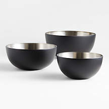 Nera Matte Black Stainless Mixing Bowls, Set of 3 | Crate & Barrel
