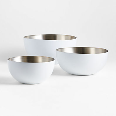 View Nera Matte White Stainless Mixing Bowls, Set of 3 details