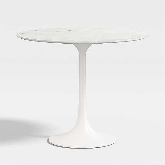 Nero 36" White Marble Dining Table with White Base