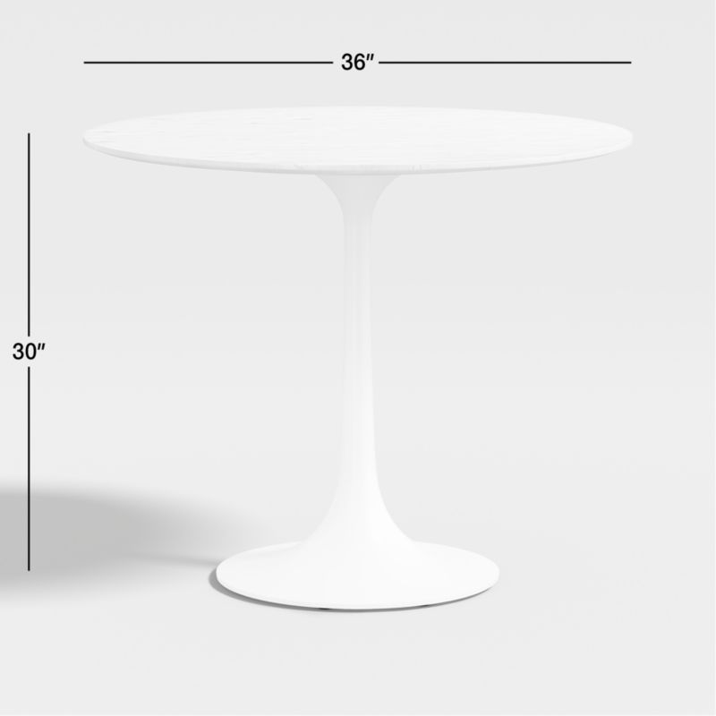 View Nero 36" White Marble Dining Table with White Base - image 3 of 10