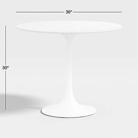 Nero 36" White Marble Dining Table with White Base