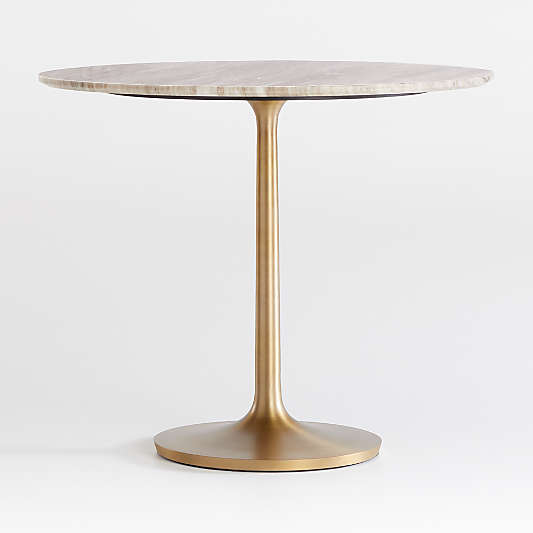 Nero 48" Brown Marble Dining Table with Brass Base