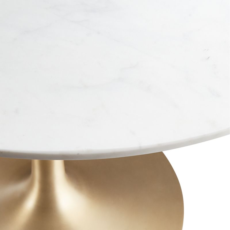 Nero 36" White Marble Dining Table with Brass Base