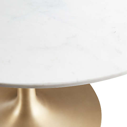 Nero Round White Marble Dining Table with Brass Base (36"-48")