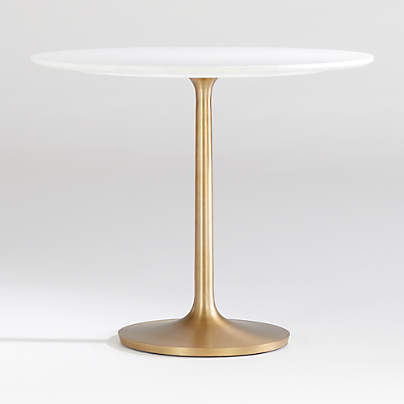 Nero 36" White Marble Dining Table with Brass Base