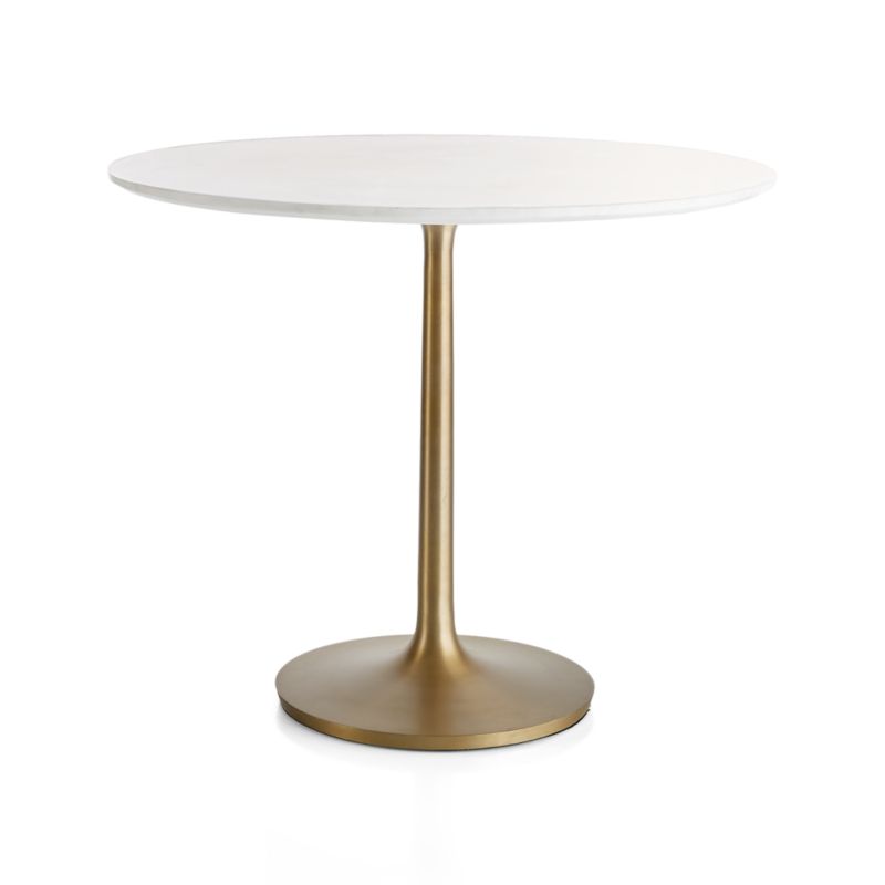 Nero 36" White Marble Dining Table with Brass Base