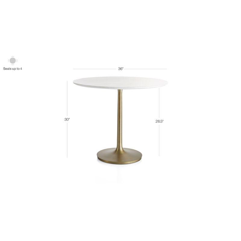 Nero 36" White Marble Dining Table with Brass Base